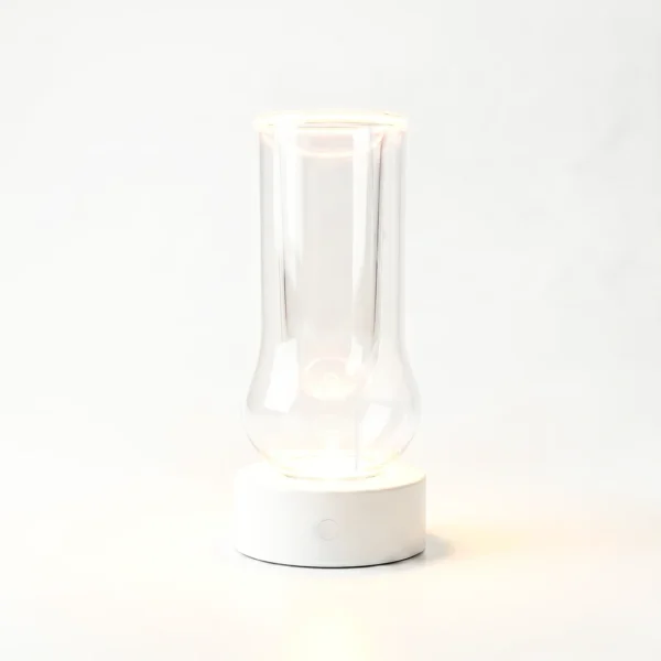infinite white table lamp lit