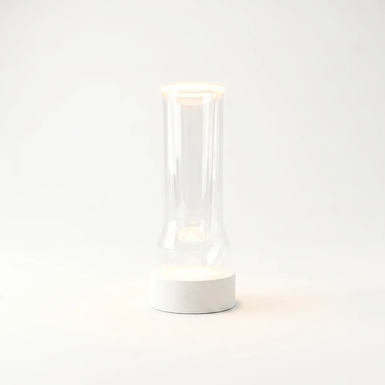 liminal white portable lamp lit