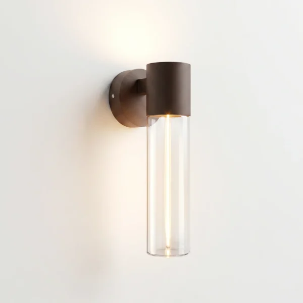 rain series wall light rust red l lit side