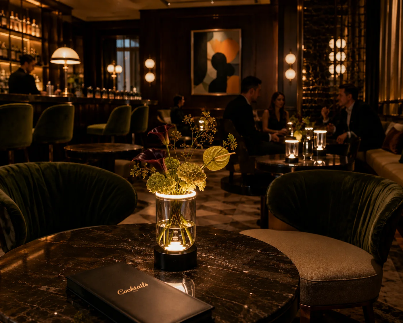 vase portable lamp showcase in bars