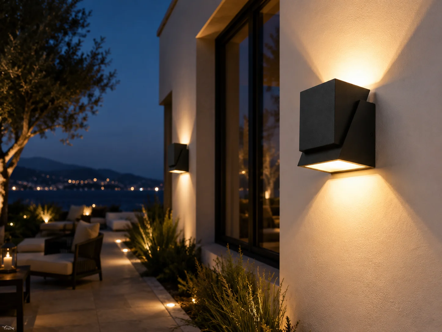 cubic wall sconce bar night