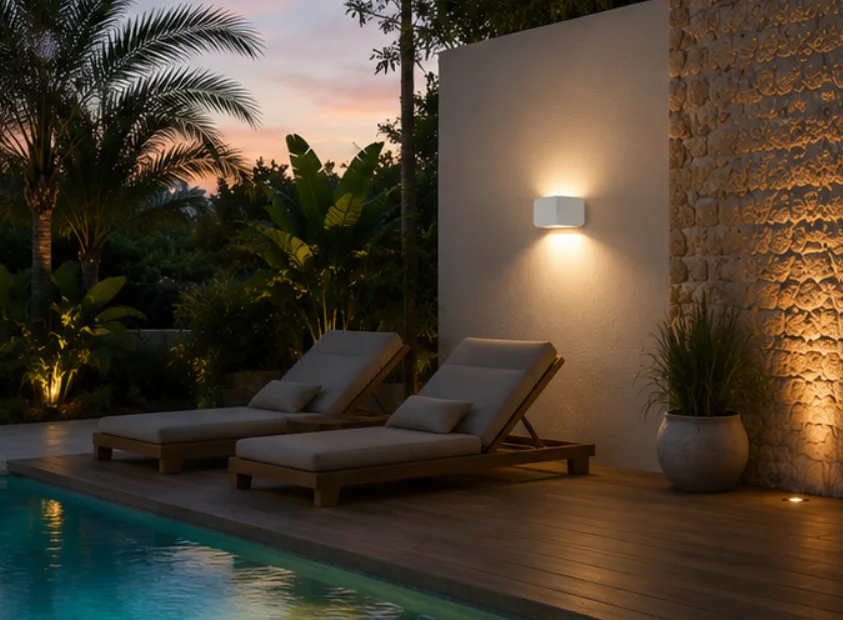 white wall sconce for hospitality